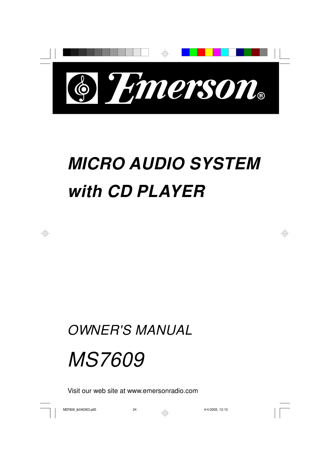 Emerson MS7609 owner manual 