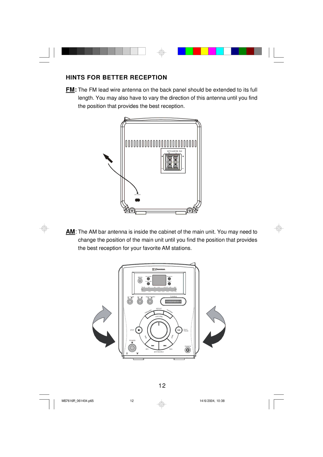 Emerson MS7616R owner manual Hints for Better Reception 