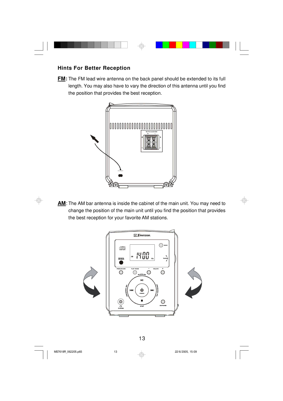 Emerson MS7618R owner manual Hints For Better Reception 