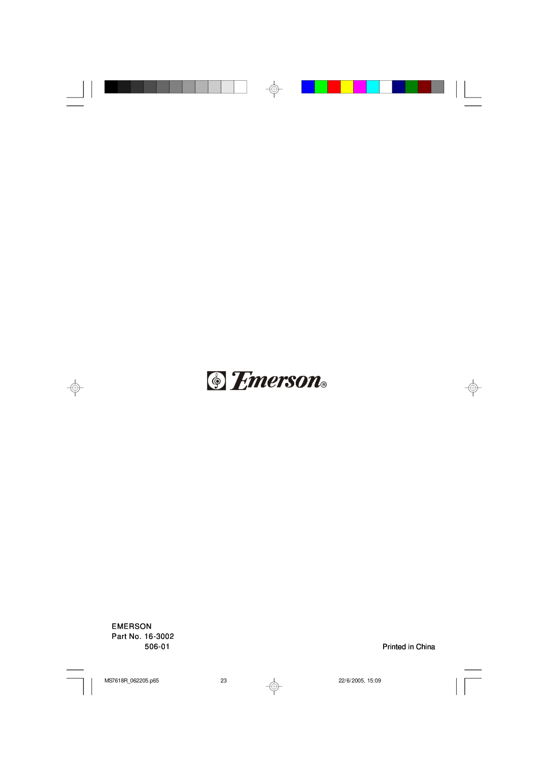 Emerson owner manual Emerson, 506-01, MS7618R 062205.p65, 22/6/2005, 15 