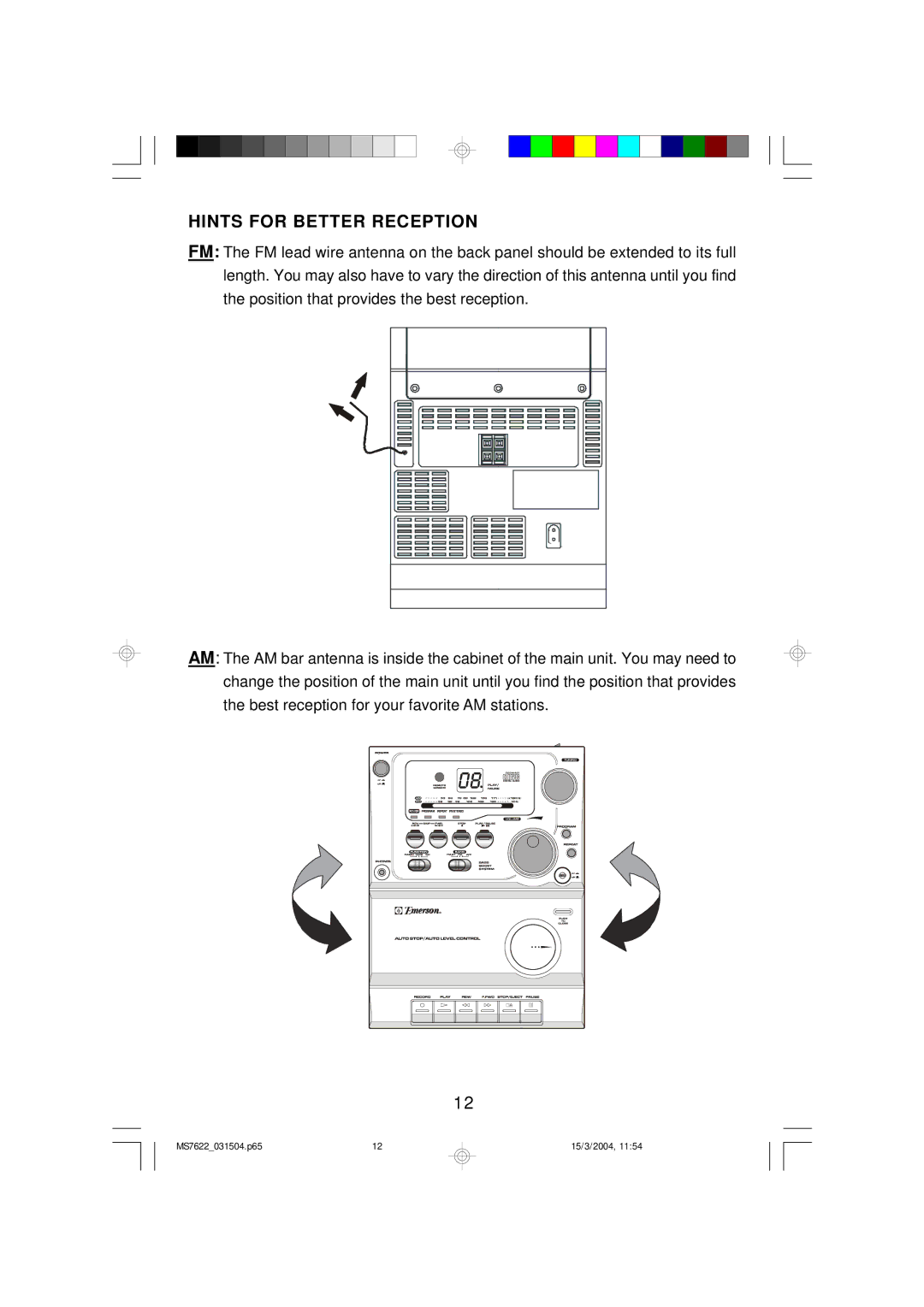 Emerson MS7622 owner manual Hints for Better Reception 