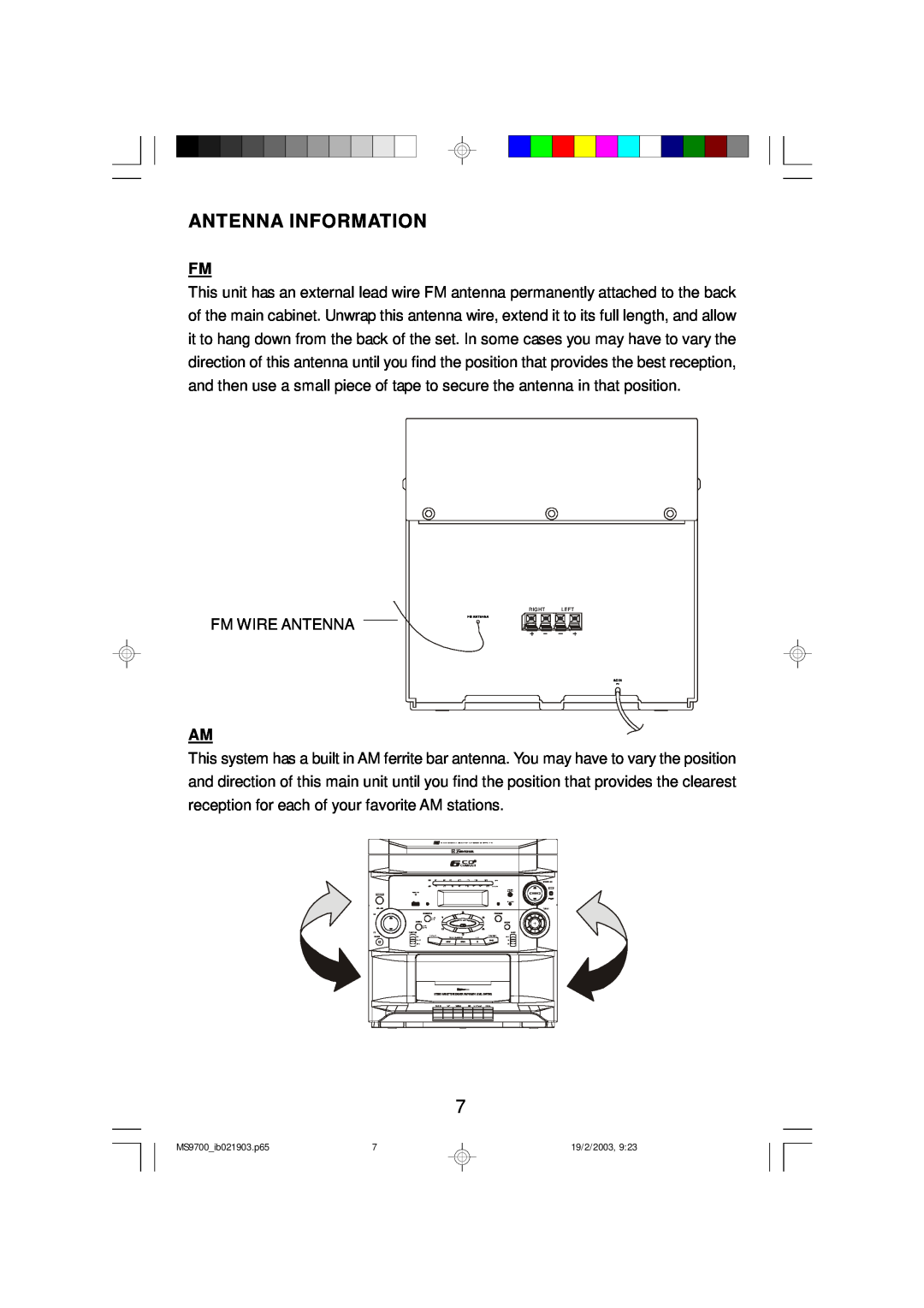 Emerson MS9700 owner manual Antenna Information 