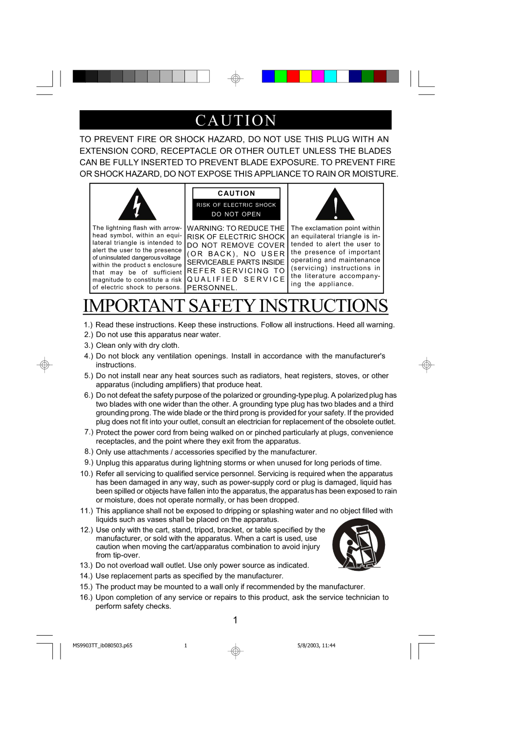 Emerson MS9904TTC owner manual Important Safety Instructions 