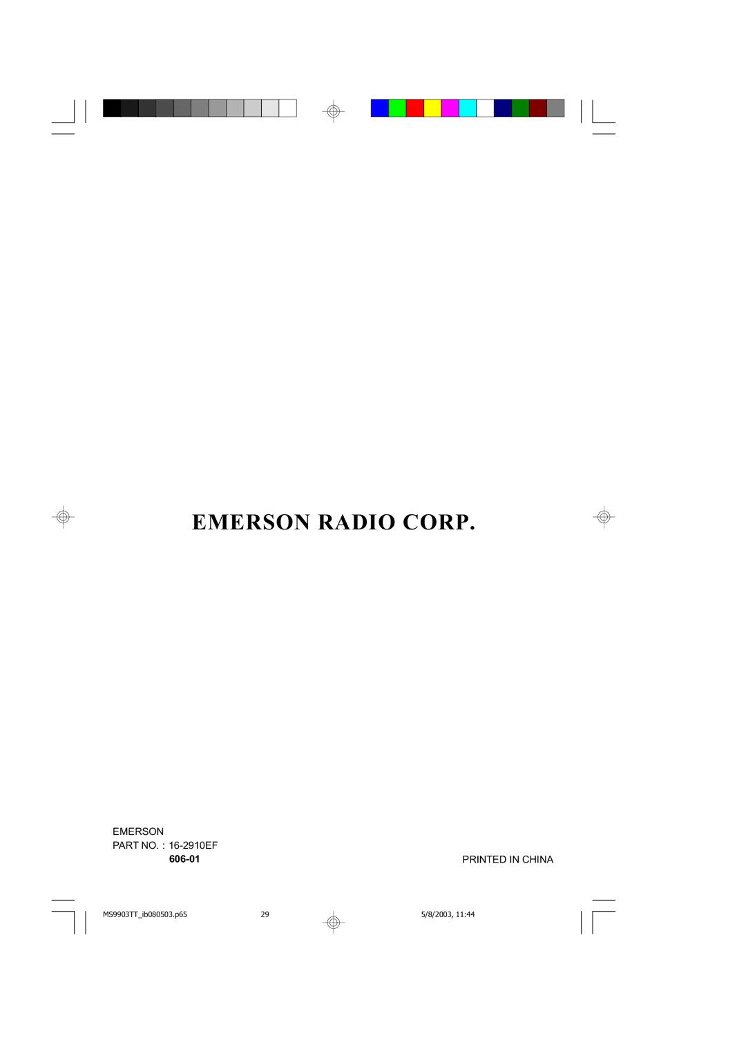 Emerson MS9904TTC owner manual Emerson Radio Corp 