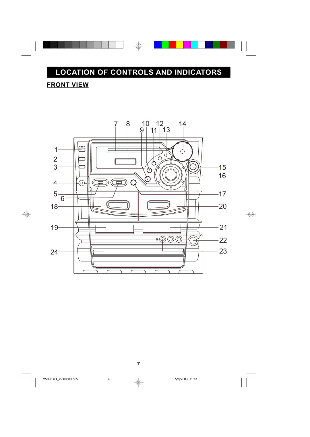 Emerson MS9904TTC owner manual Location of Controls and Indicators, Front View 