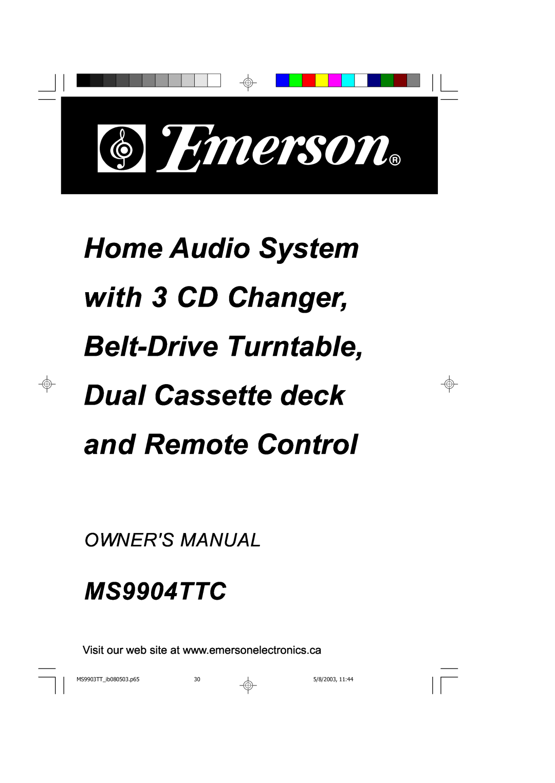 Emerson MS9904TTC owner manual MS9903TT ib080503.p6530, 5/8/2003 