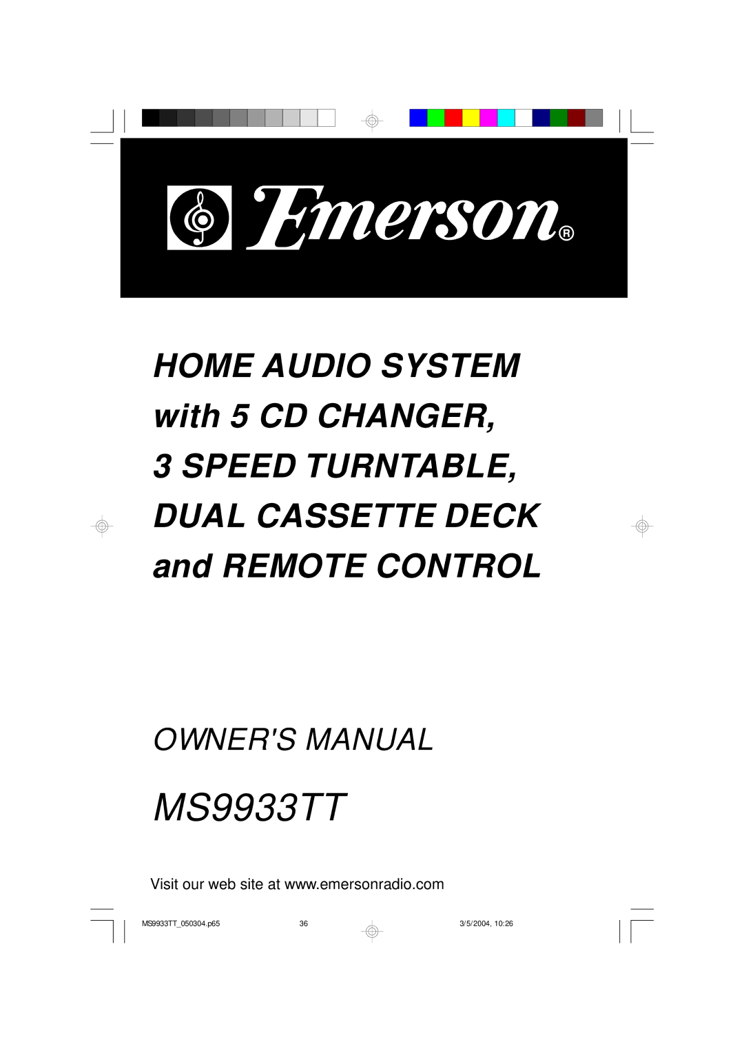 Emerson MS9933TT owner manual 