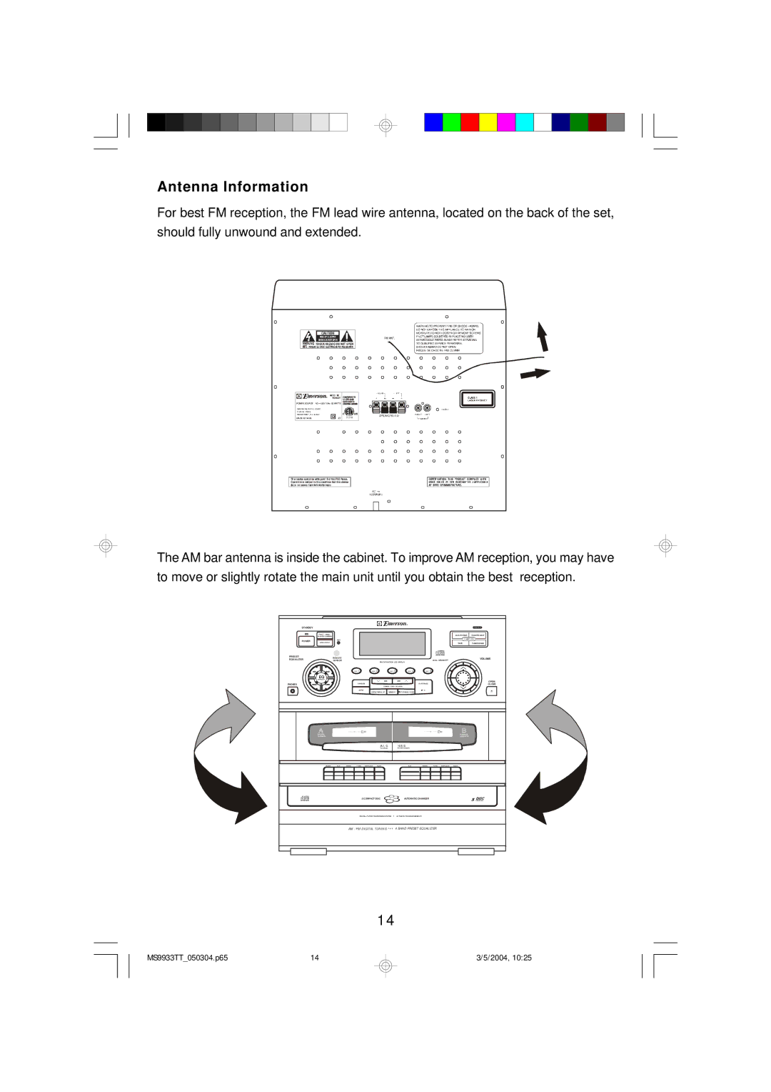 Emerson MS9933TT owner manual Antenna Information, Volume 