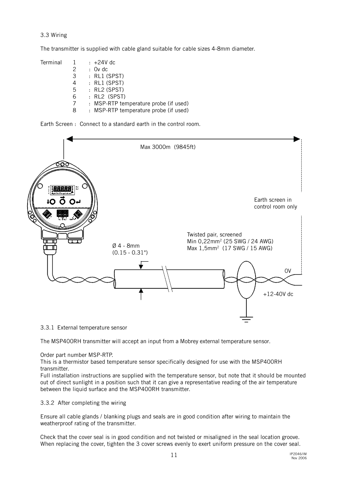 Emerson IP2046IM, MSP400RH manual RL1 Spst 