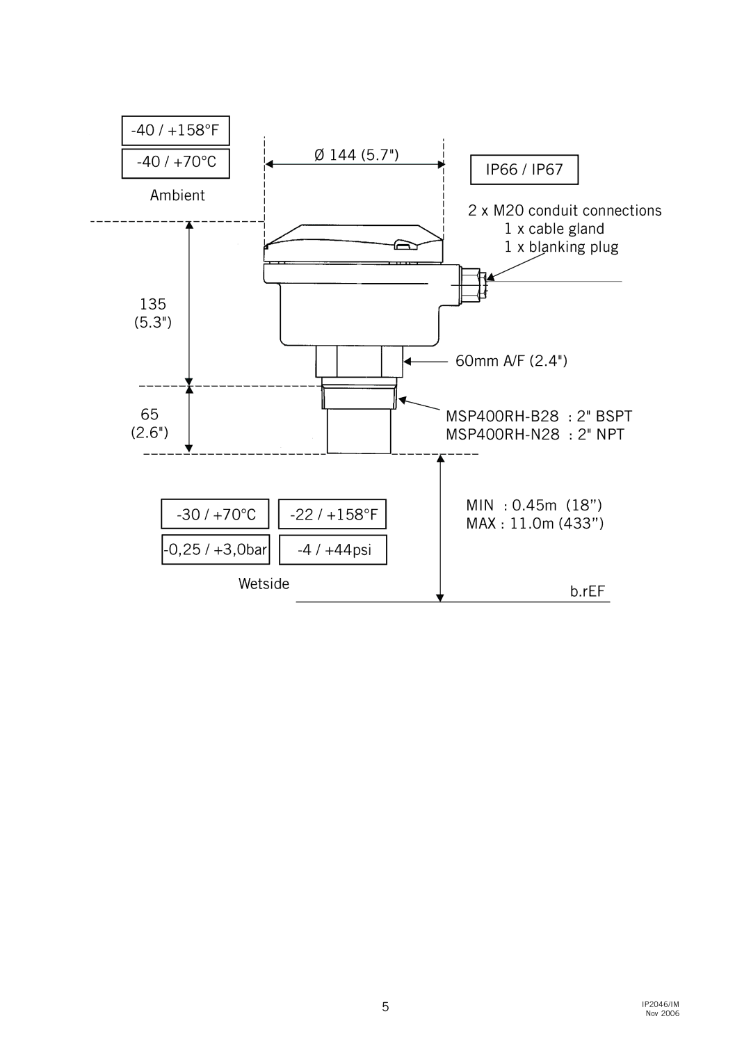 Emerson IP2046IM, MSP400RH manual Wetside 