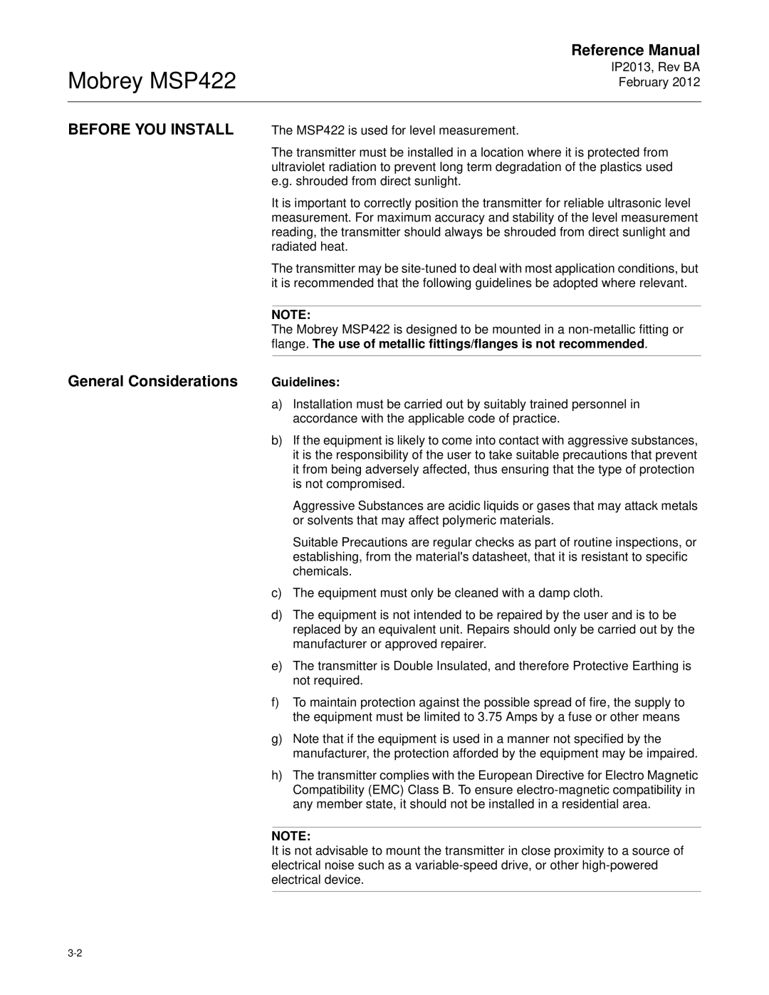 Emerson MSP422 manual Before YOU Install, General Considerations, Guidelines 