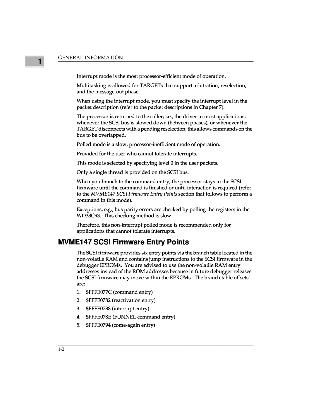 Emerson manual MVME147 SCSI Firmware Entry Points 
