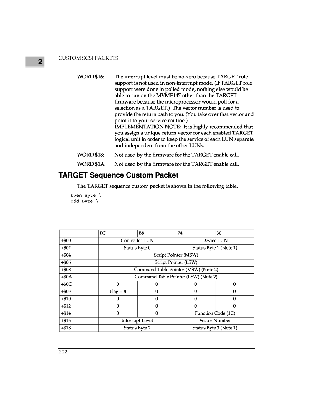Emerson MVME147 manual TARGET Sequence Custom Packet 