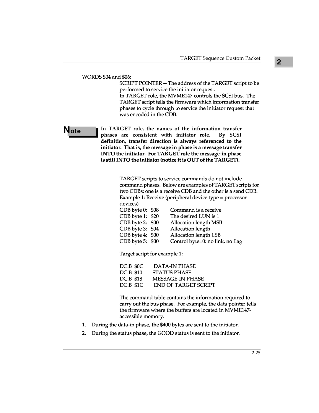 Emerson MVME147 manual TARGET Sequence Custom Packet WORDS $04 and $06 