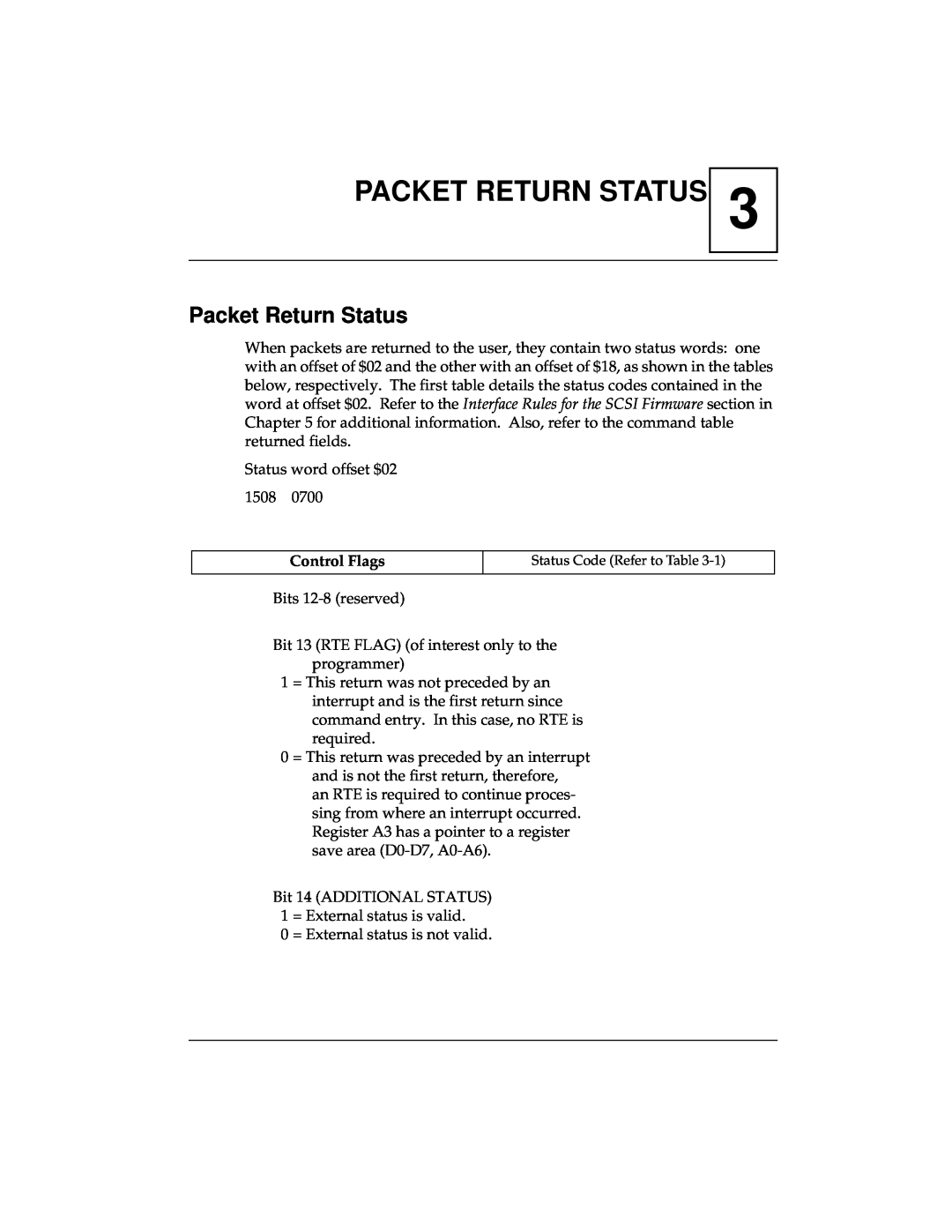 Emerson MVME147 manual Packet Return Status, Control Flags 
