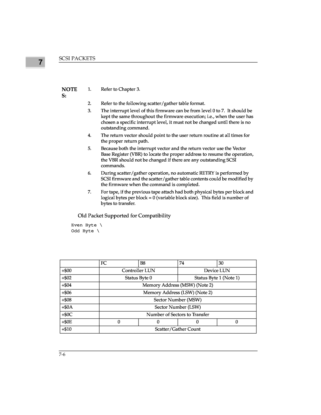 Emerson MVME147 manual Scsi Packets, Old Packet Supported for Compatibility 