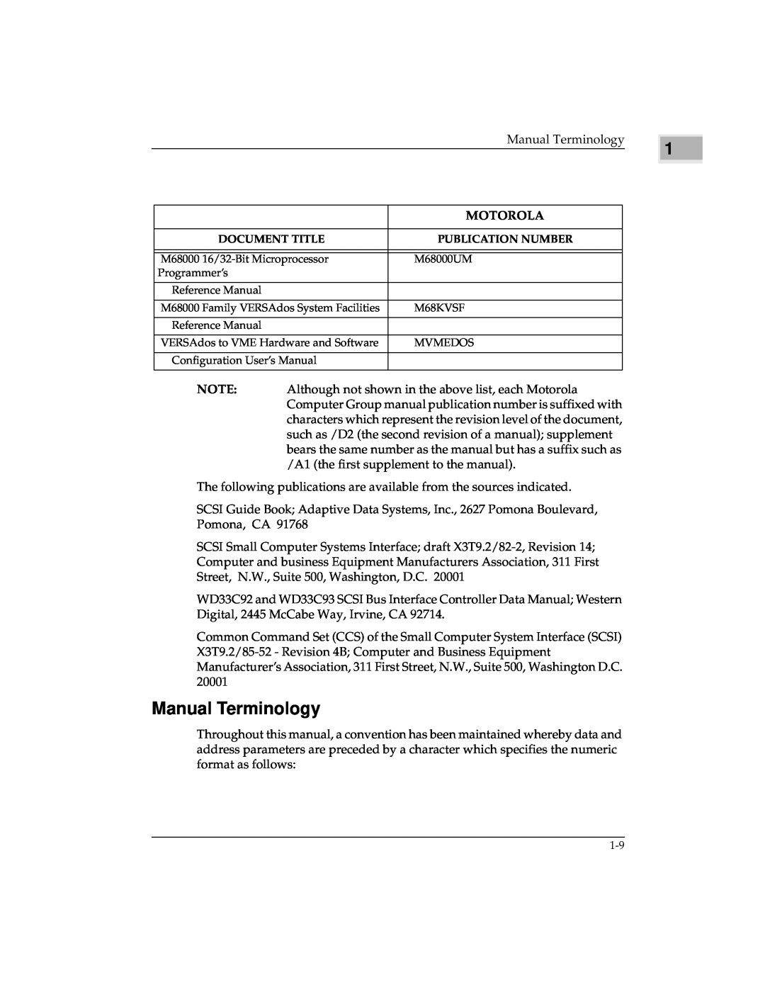 Emerson MVME147 manual Manual Terminology, Motorola 