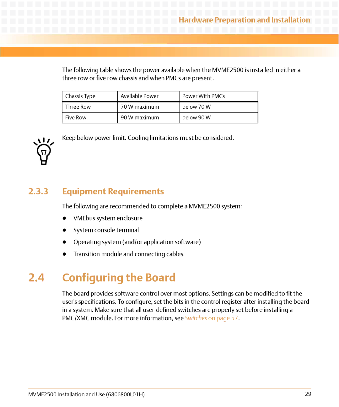 Emerson MVME2500 manual Configuring the Board, Equipment Requirements 