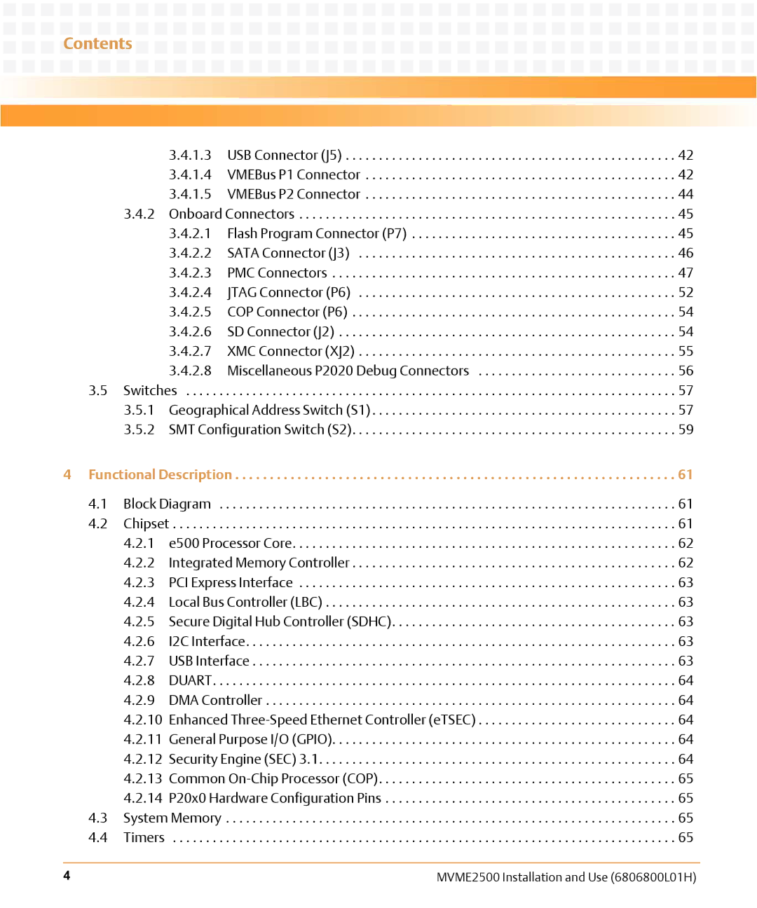 Emerson MVME2500 manual Contents 