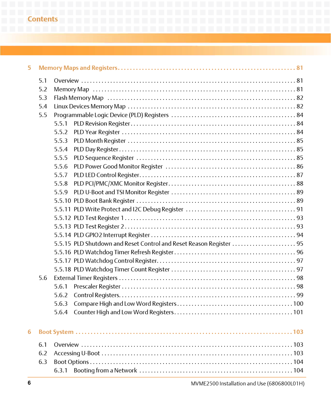 Emerson MVME2500 manual Memory Maps and Registers 