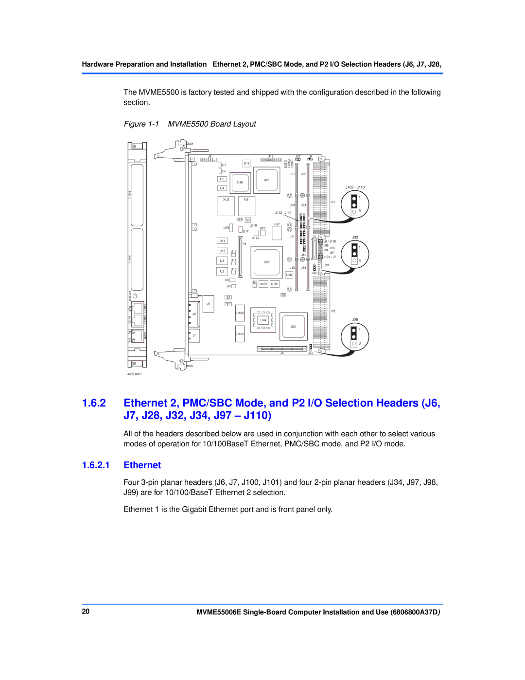 Emerson MVME55006E manual Ethernet 