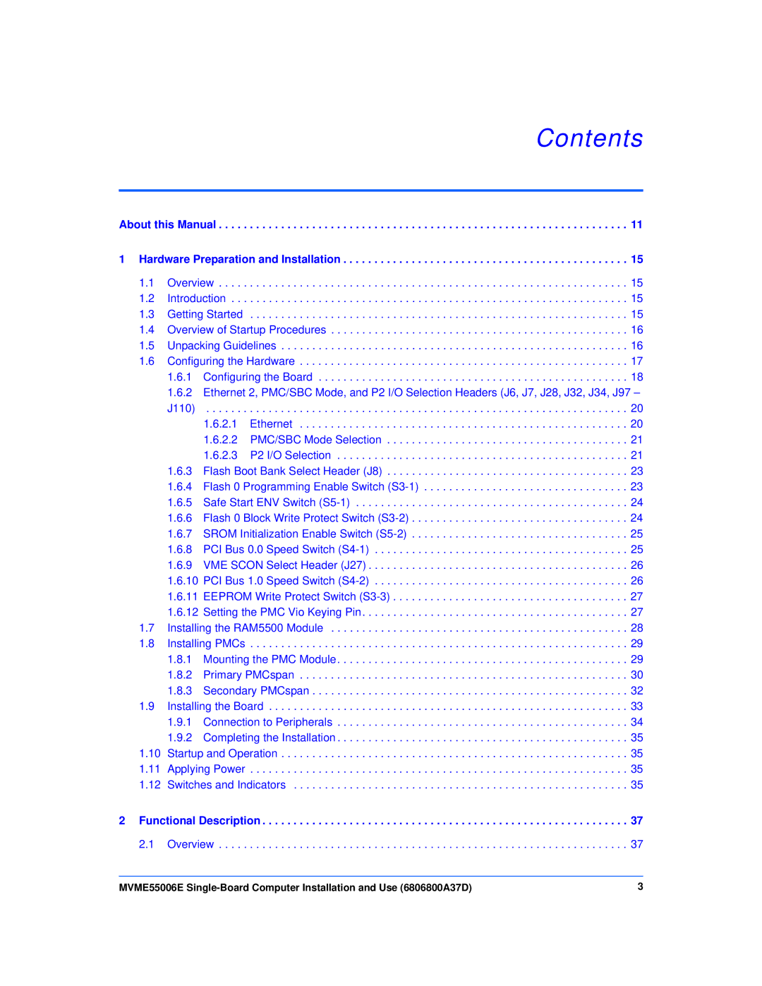 Emerson MVME55006E manual Contents 