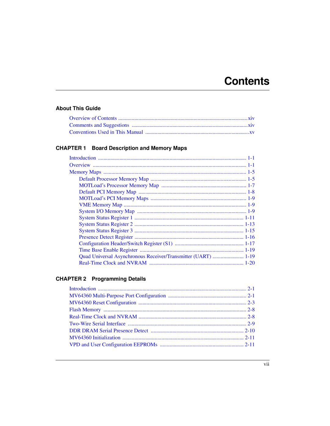 Emerson MVME6100 manual Contents 