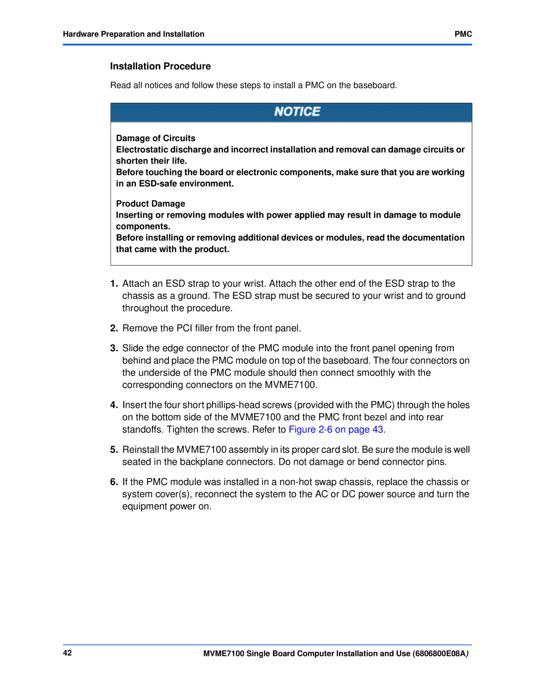 Emerson MVME7100 manual Installation Procedure 