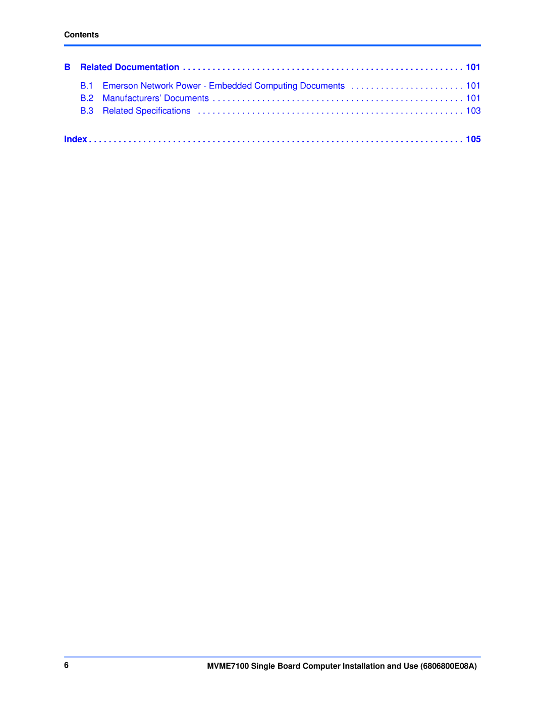 Emerson MVME7100 manual Index 