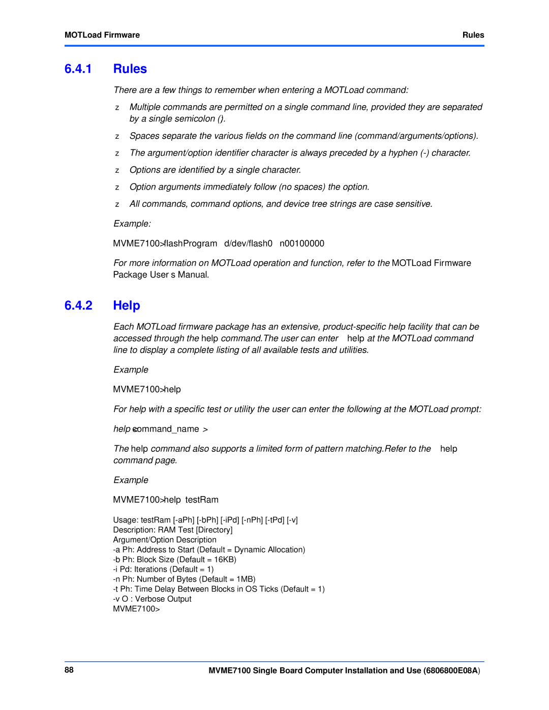 Emerson MVME7100 manual Help, MOTLoad Firmware Rules 