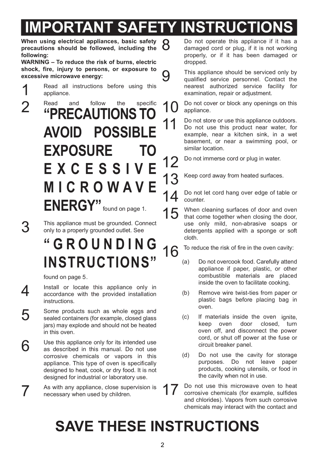 Emerson MW1119W owner manual Important Safety Instructions, Read all instructions before using this appliance 