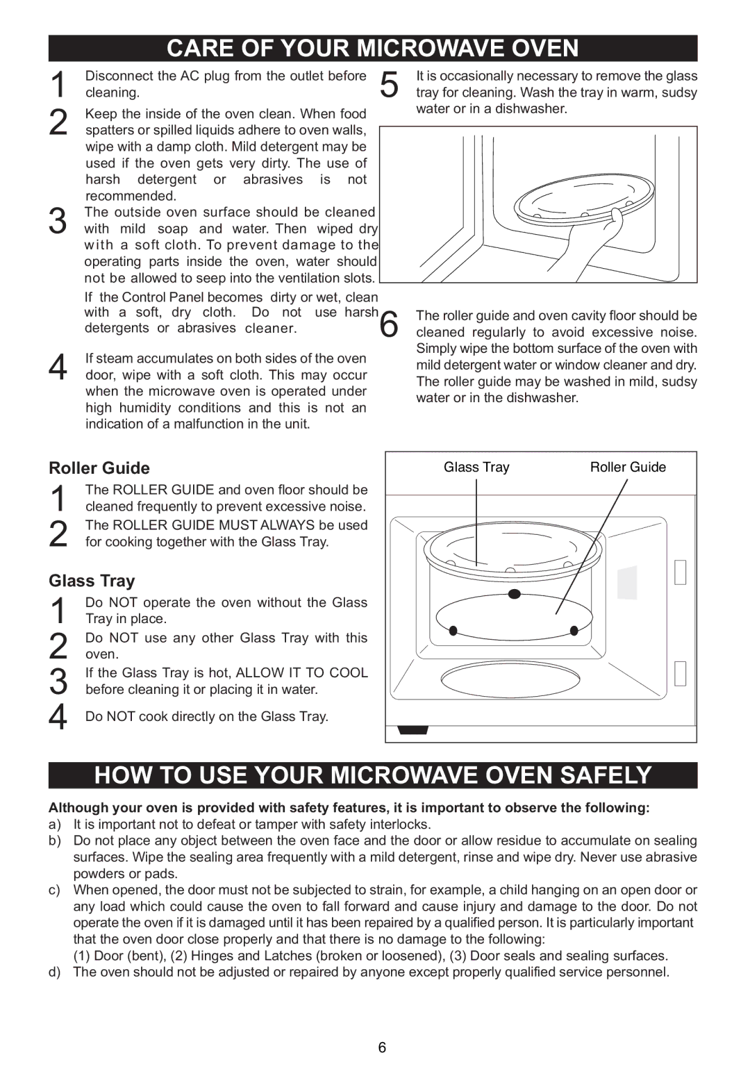 Emerson MW1119W owner manual Roller Guide, Glass Tray 