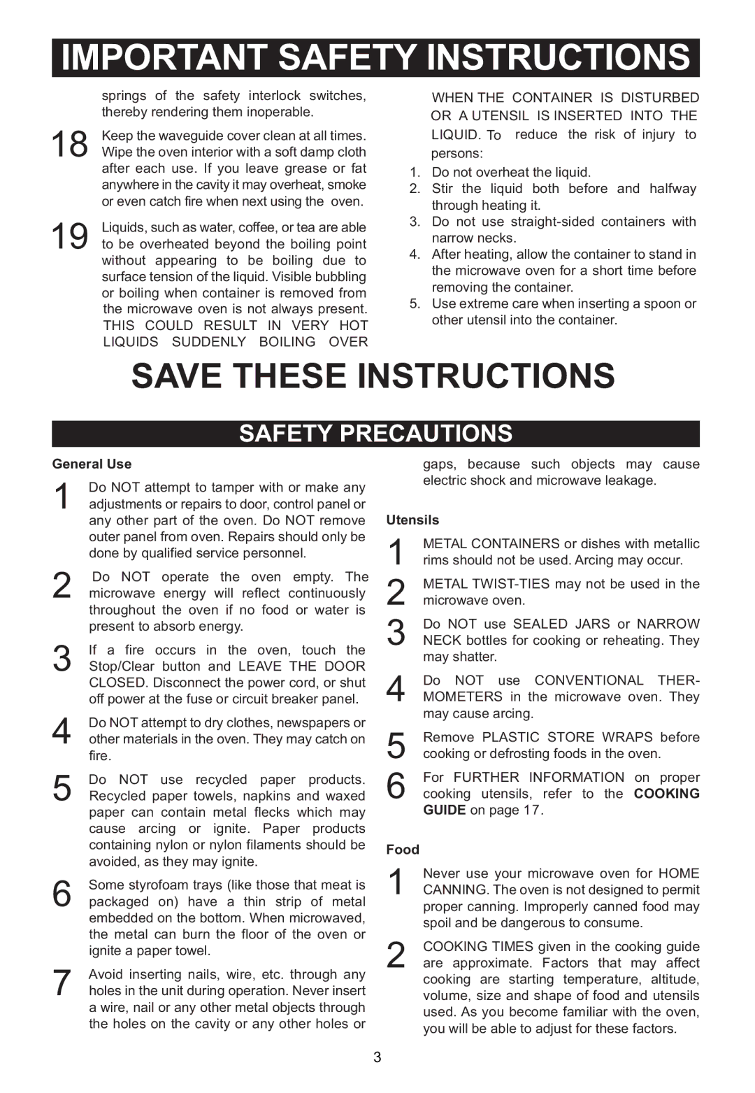 Emerson MW1161SB Springs of the safety interlock switches, Thereby rendering them inoperable, General Use, Utensils, Food 