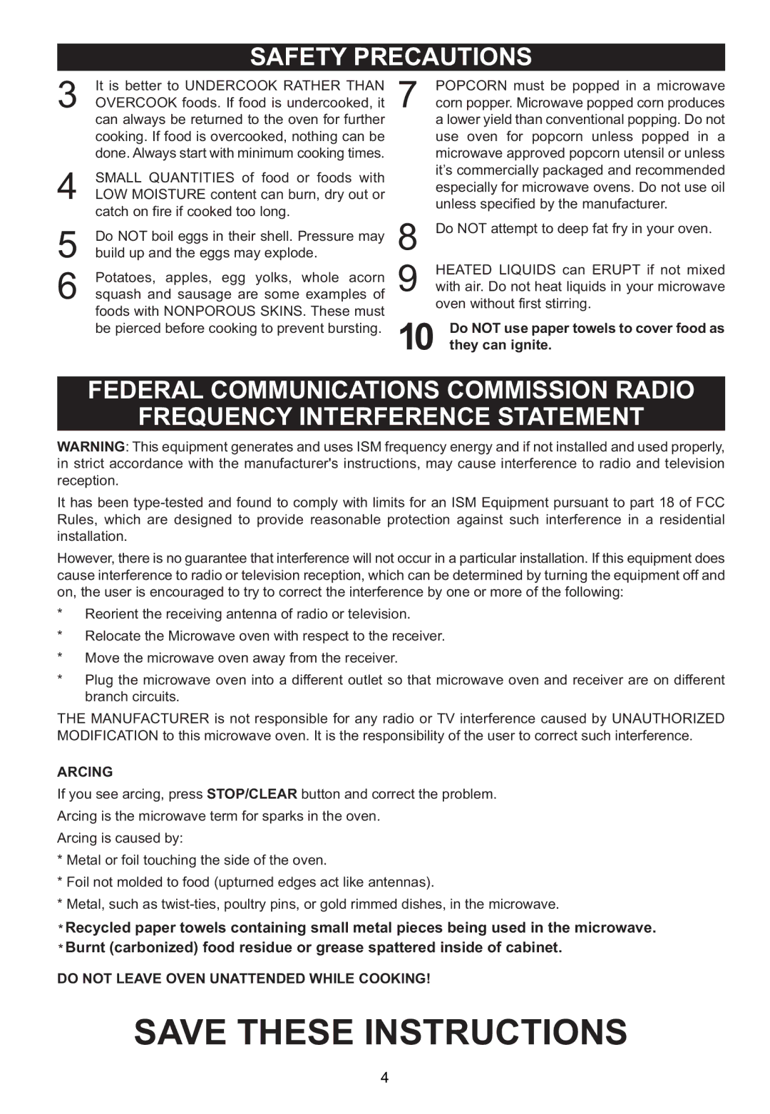 Emerson MW1161SB owner manual They can ignite, Arcing 