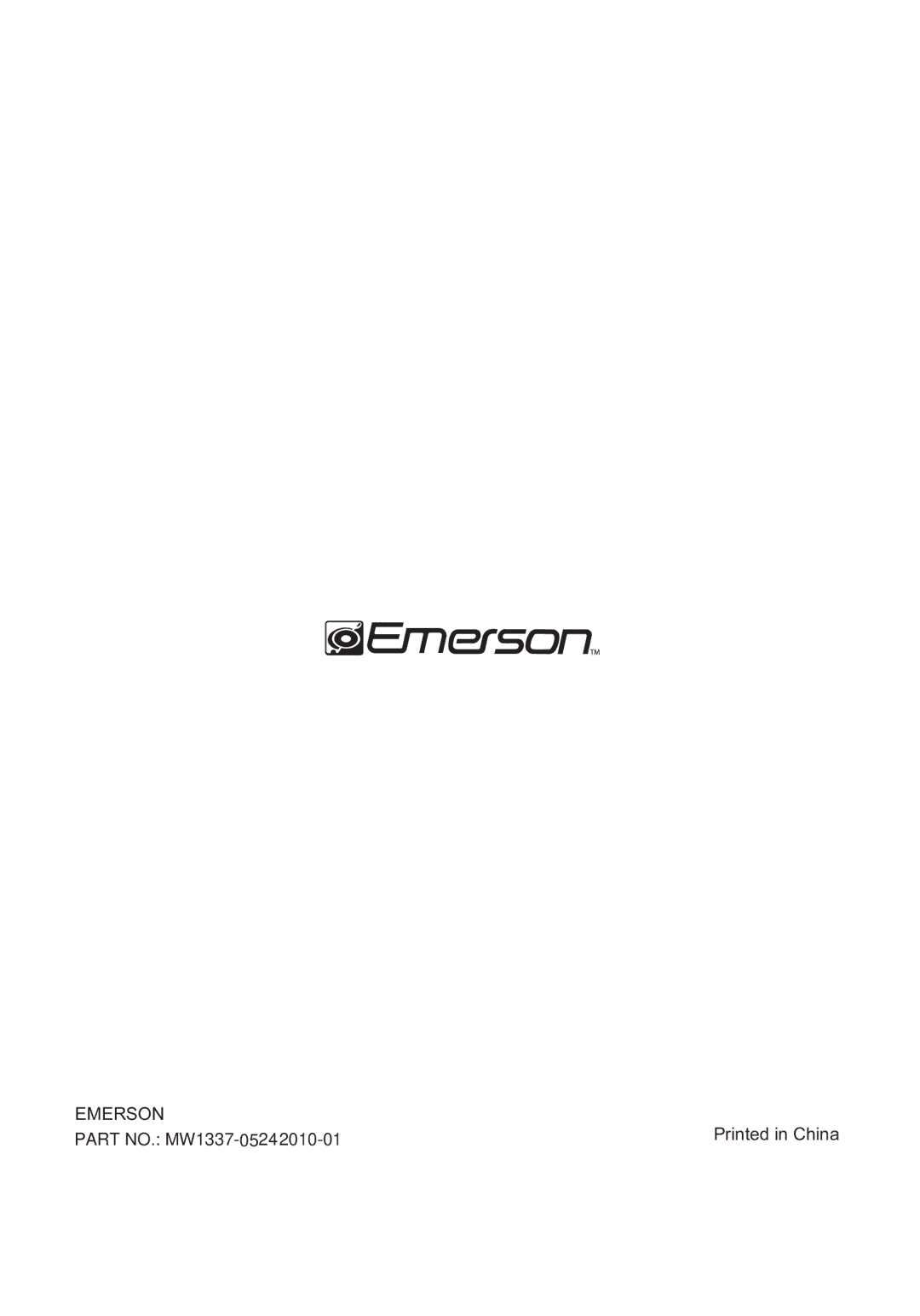 Emerson MW1337SB warranty 05621 Part NO. MW1337-05242010-01 