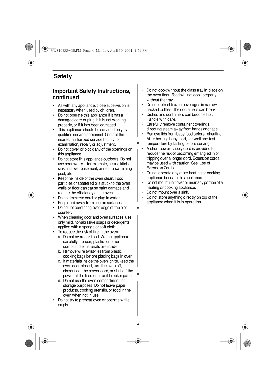 Emerson MW8103SS owner manual Important Safety Instructions 