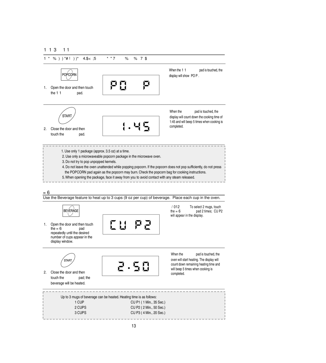 Emerson MW8108BSC owner manual Prepackaged Popcorn, Beverages 