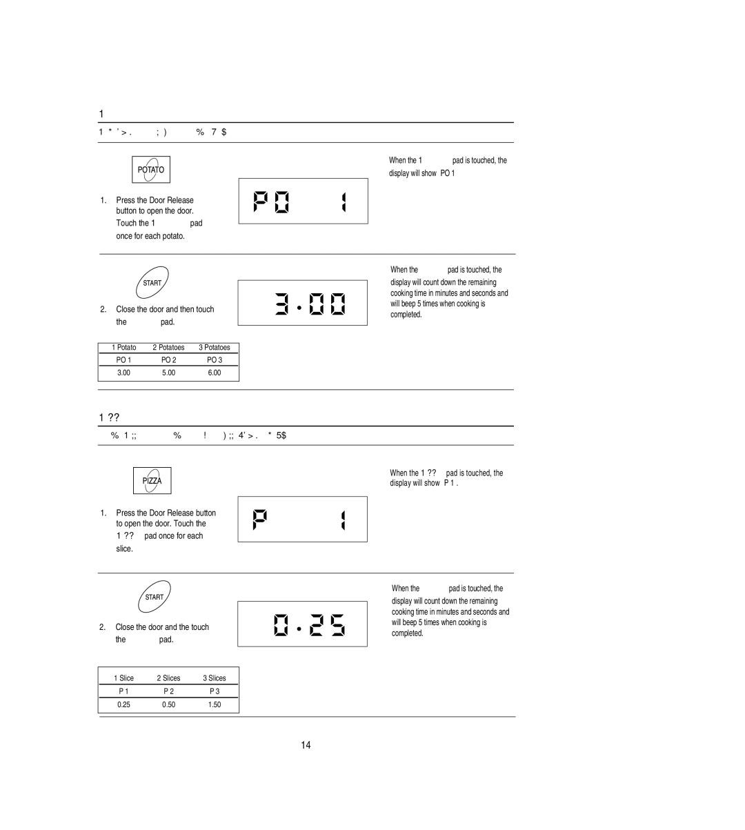 Emerson MW8108BSC owner manual Potatoes, Pizza, Place 1 3 medium size potatoes in the oven 