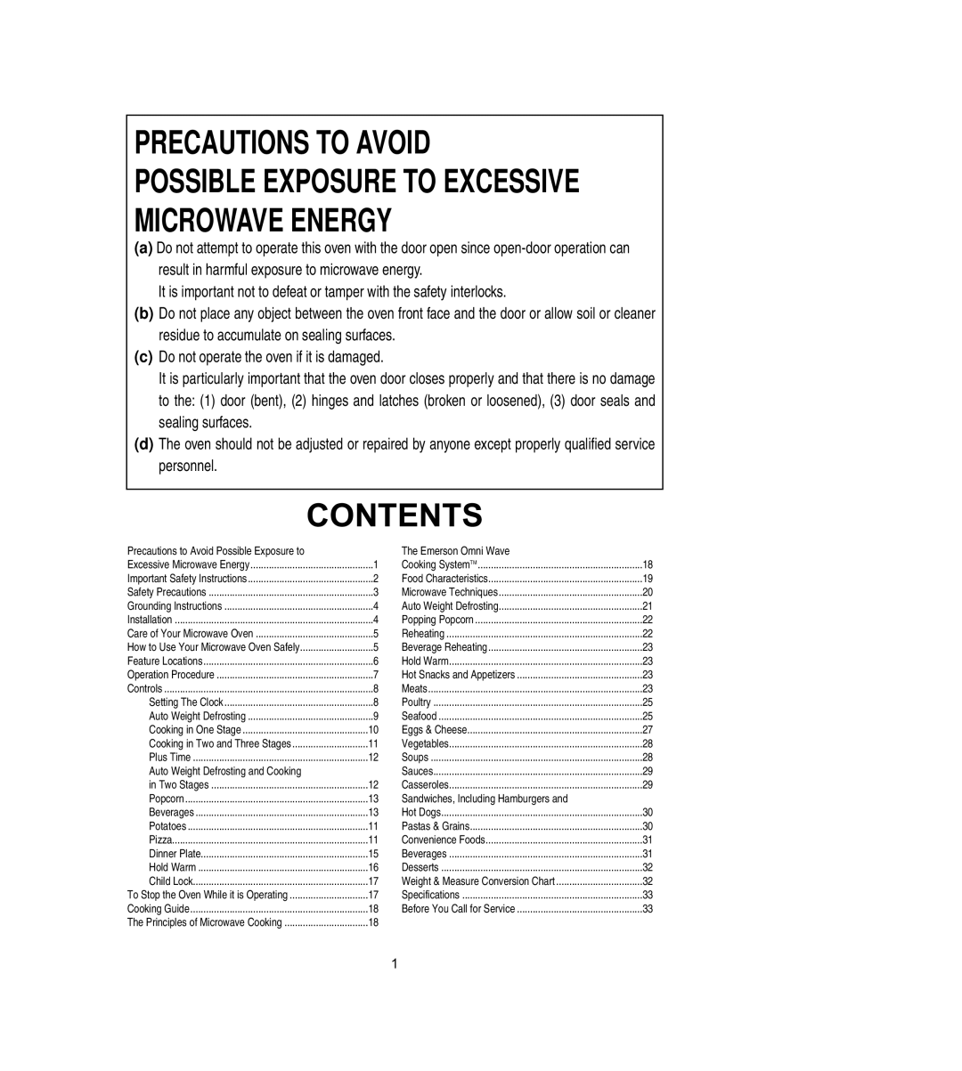 Emerson MW8108BSC owner manual Precautions to Avoid 