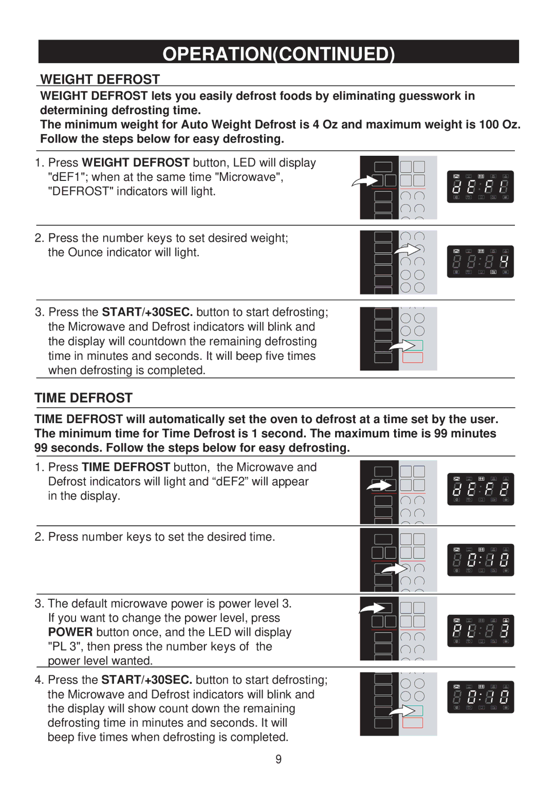 Emerson MW8115SS owner manual Weight Defrost, Time Defrost 