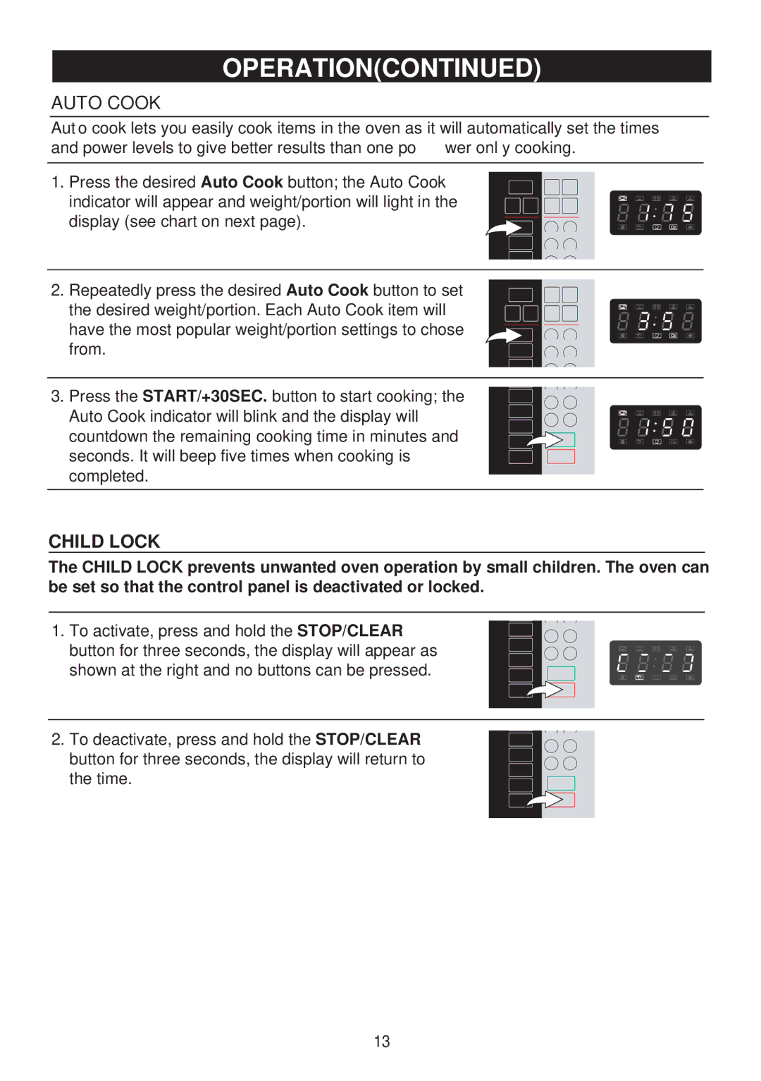 Emerson MW8115SS owner manual Auto Cook, Child Lock 