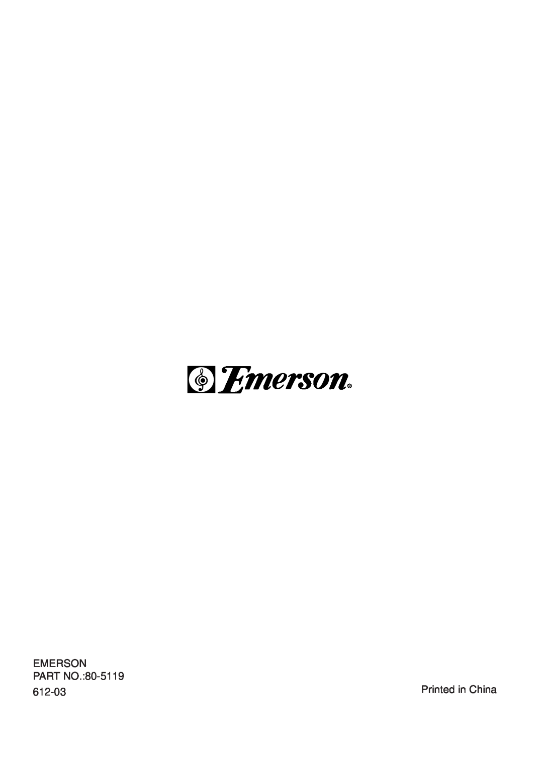 Emerson MW8115SS owner manual Emerson, PART NO.80-5119, 612-03 