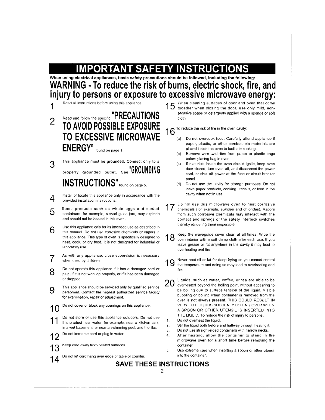 Emerson MW8119SB manual 
