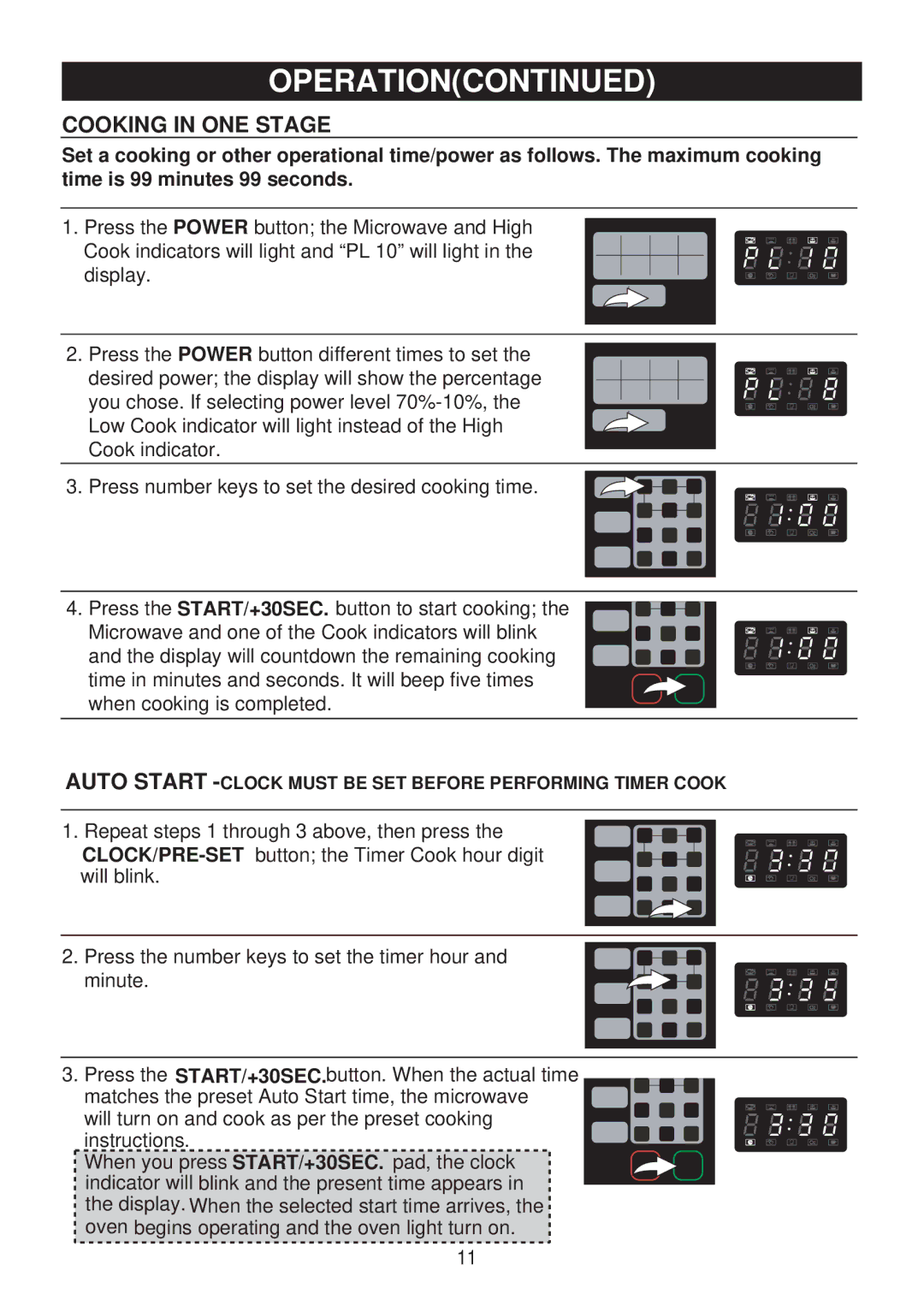 Emerson MW8119SBM owner manual Cooking in ONE Stage 