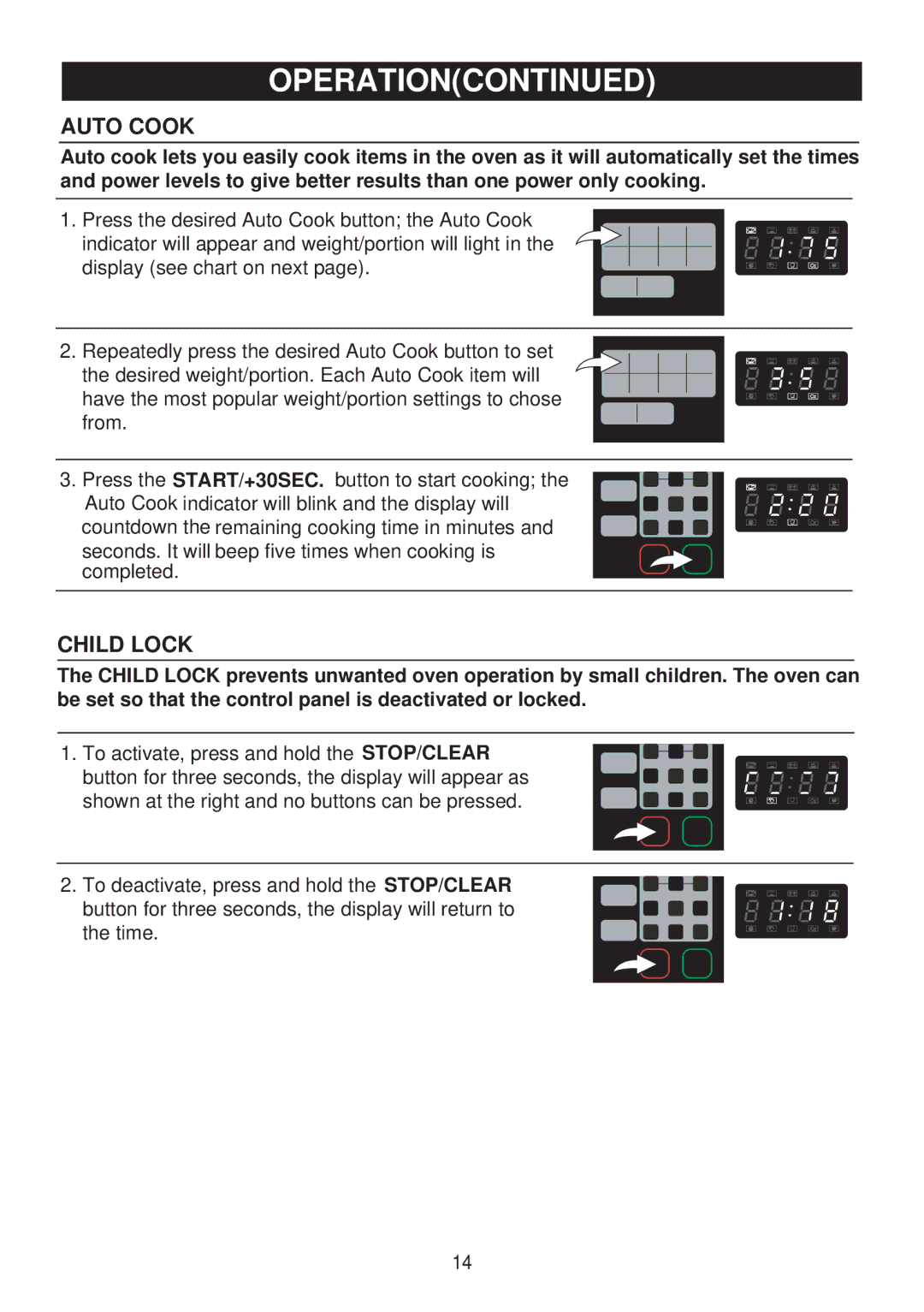 Emerson MW8119SBM owner manual Auto Cook, Child Lock 