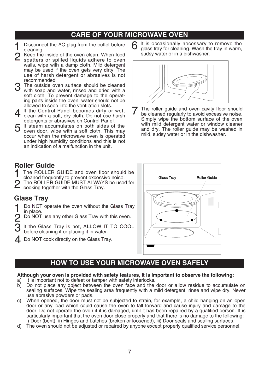 Emerson MW8119SBM owner manual Care of Your Microwave Oven 