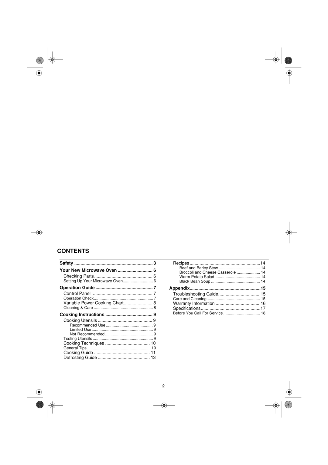 Emerson MW8627W owner manual Contents 