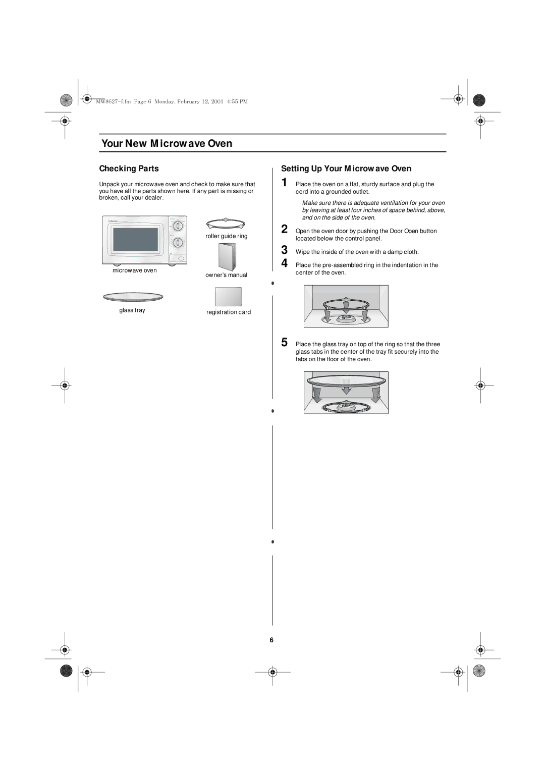 Emerson MW8627W owner manual Your New Microwave Oven, Checking Parts, Setting Up Your Microwave Oven 