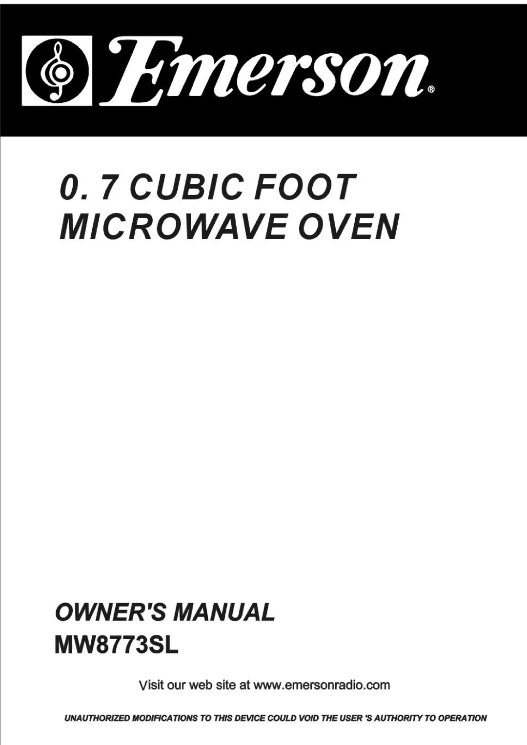 Emerson MW8773SL manual 