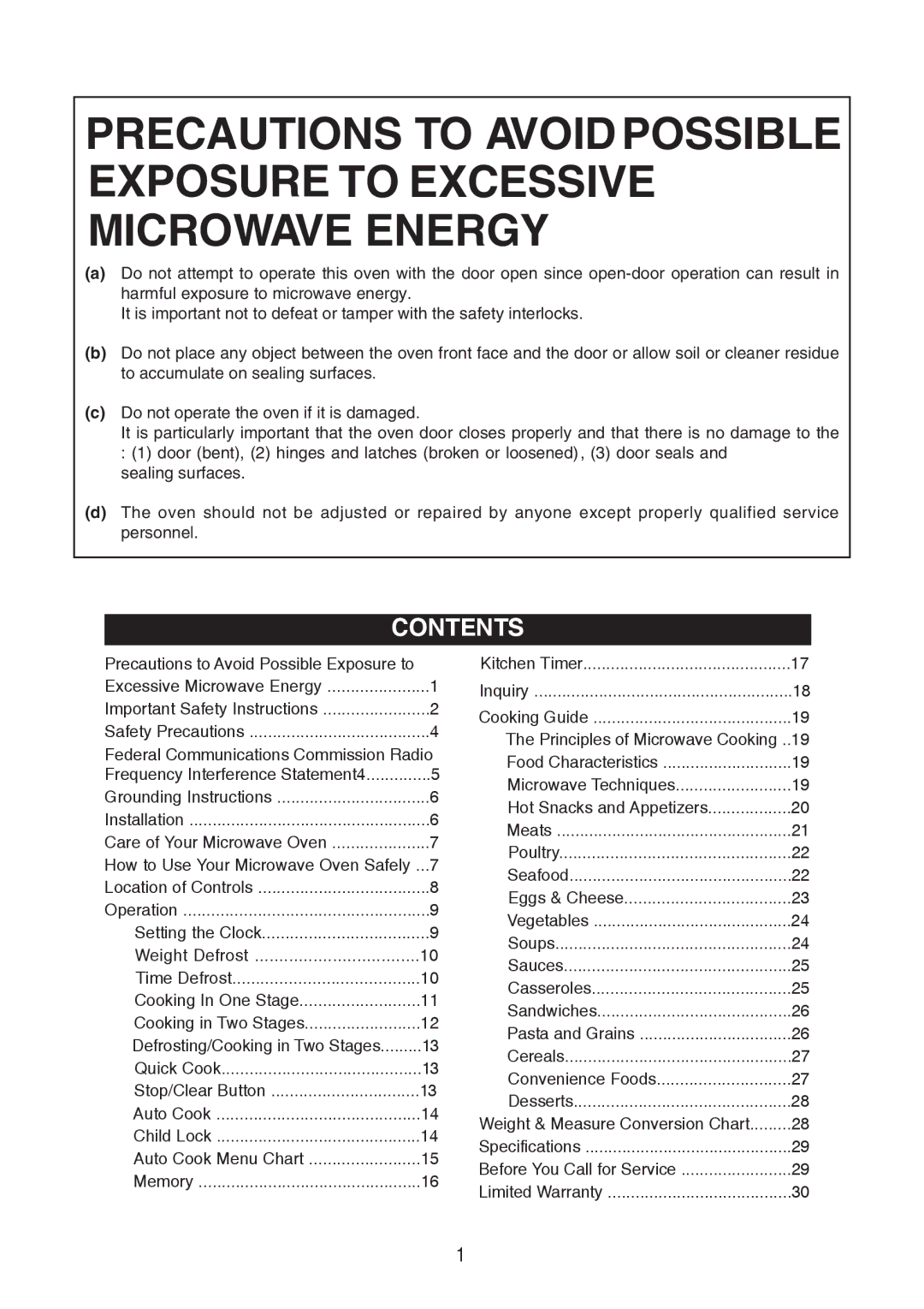 Emerson MW8784SB owner manual Contents 